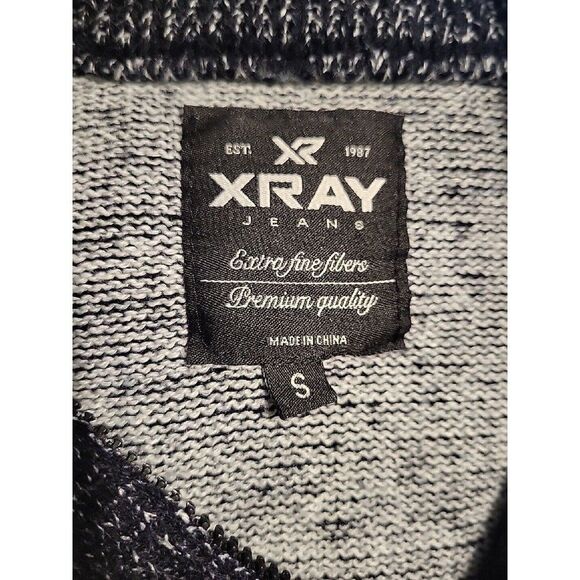 Xray jeans Black Marbled 1/4 Zip Mock Neck Sweater Size S Small Knit - Picture 2 of 11